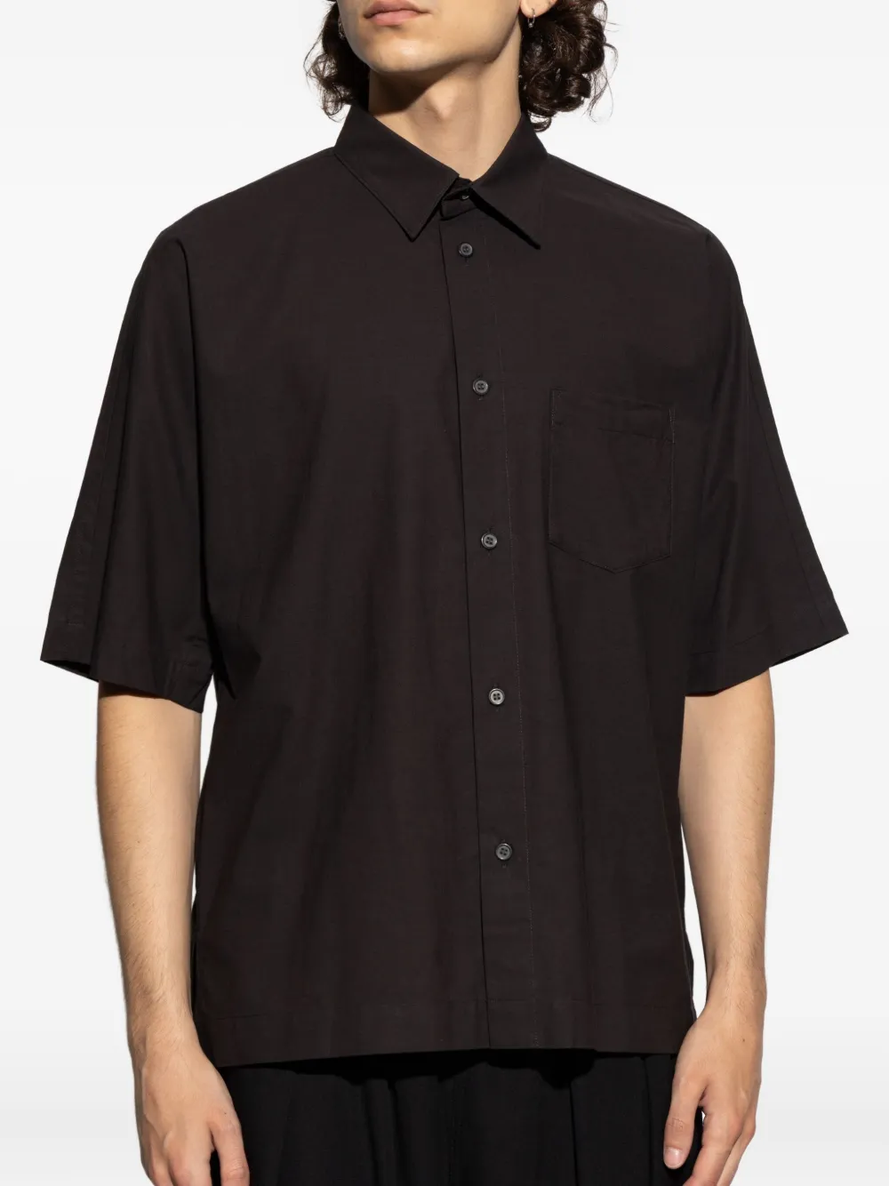 Homme Plissé Issey Miyake Overhemd met zak en korte mouwen Zwart