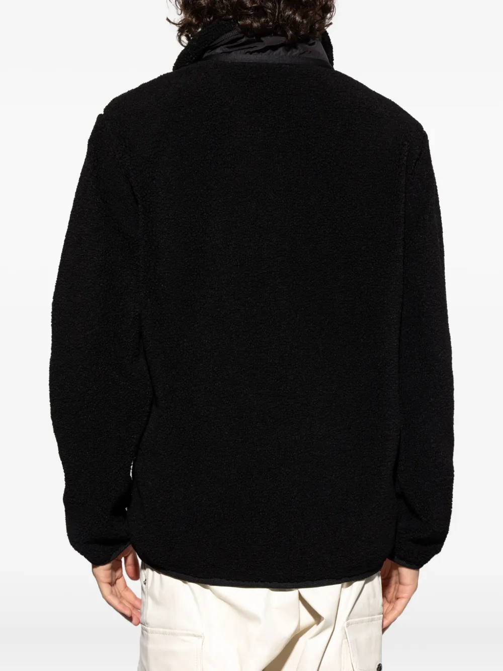 Moncler Teddy-effect Fleece Sweatshirt With Zip And Pocket In Black