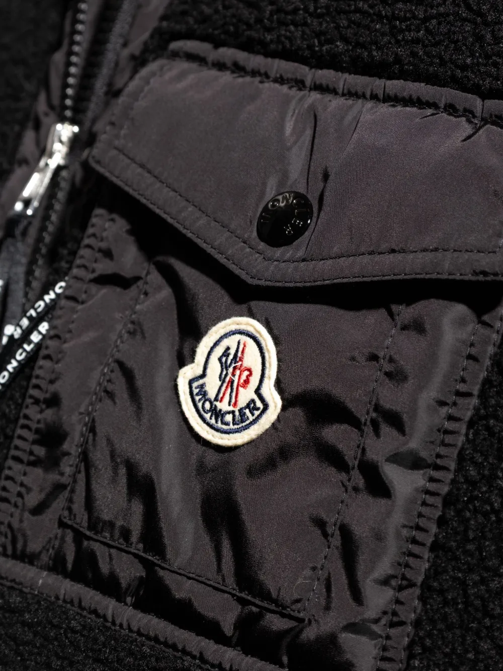 Moncler Teddy-effect Fleece Sweatshirt With Zip And Pocket In Black