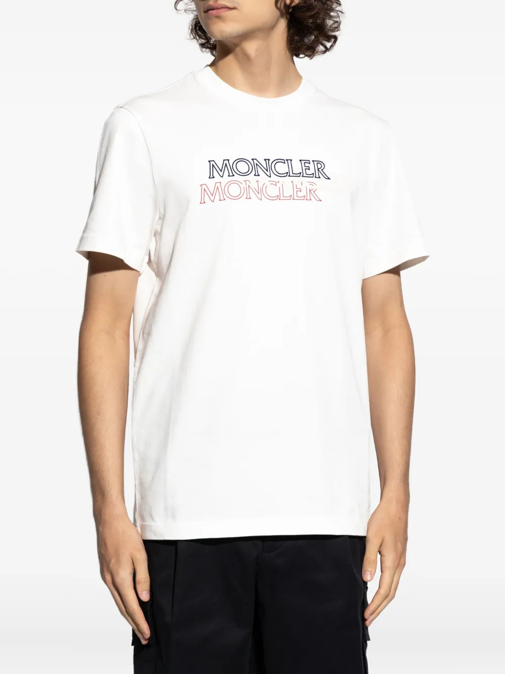 Moncler Katoenen T-shirt met logoprint Wit