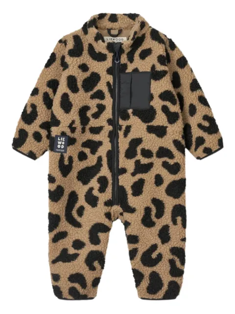 Liewood leopard-print fleece romper