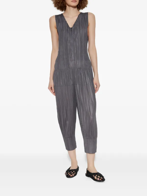 ISSEY MIYAKE オールインワン ジャンプスーツ Pleats Please Issey Miyake ジップ ジャンプスーツ | グレー