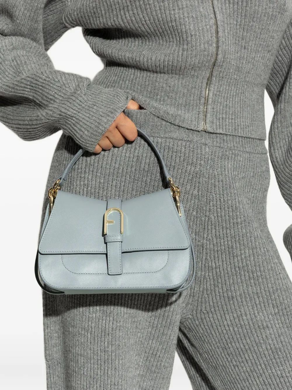 Furla mini Flow leather tote bag - Blauw