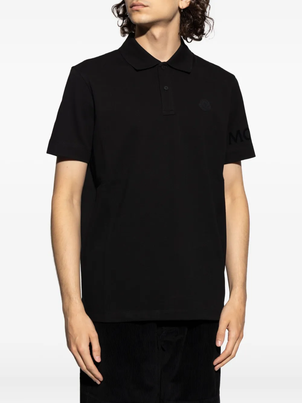 Moncler Poloshirt met logoplakkaat Zwart