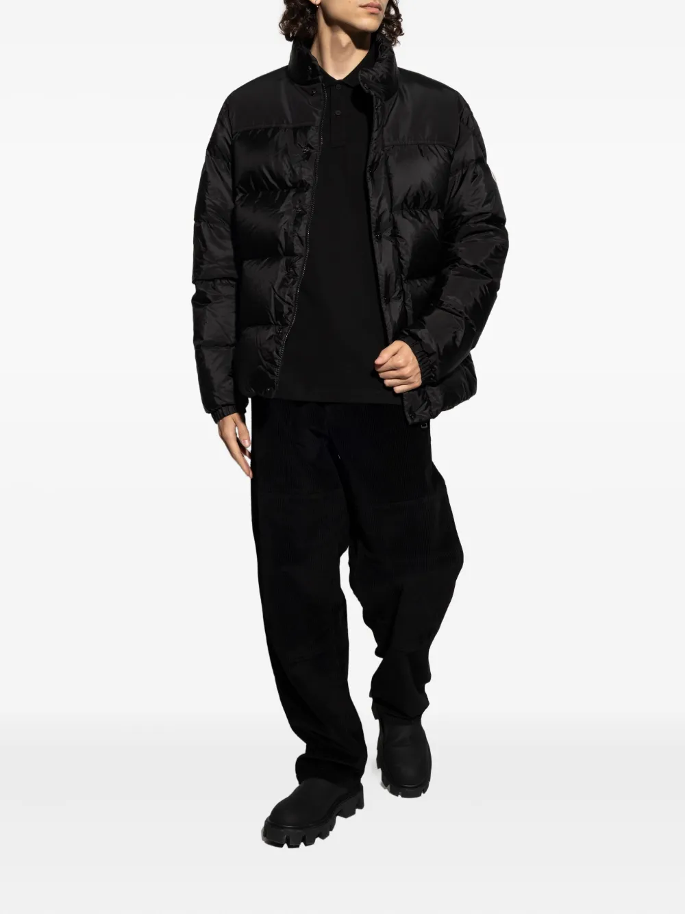 Moncler logo-plaque polo shirt - Zwart