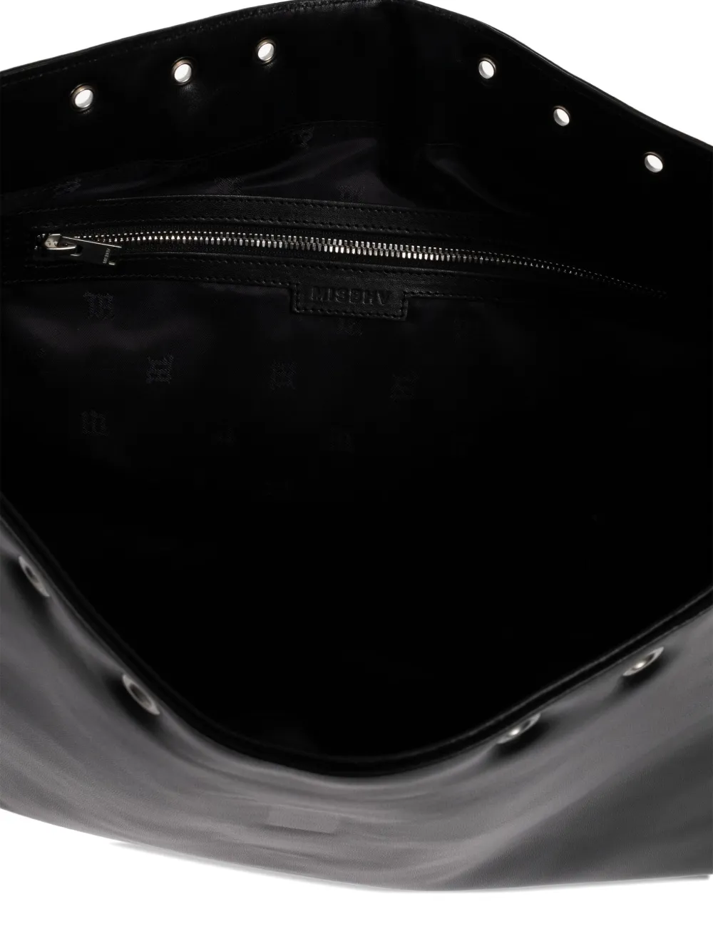 Misbhv Eyelet-embellished Logo-plaque Tote Bag In Black