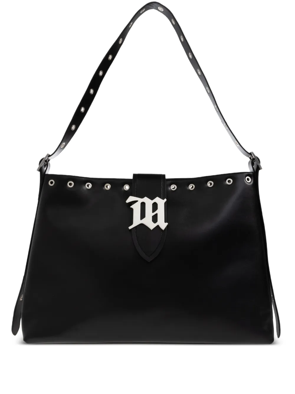 Misbhv Eyelet-embellished Logo-plaque Tote Bag In Black