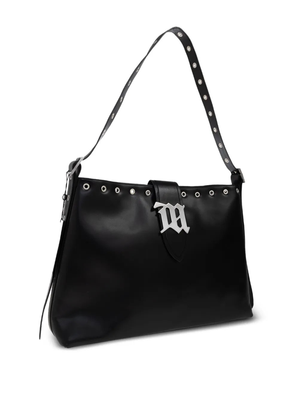 Misbhv Eyelet-embellished Logo-plaque Tote Bag In Black