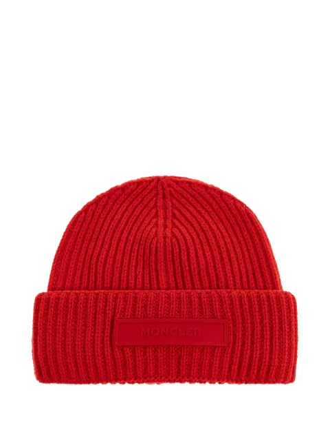 Moncler ribbed logo-plaque beanie