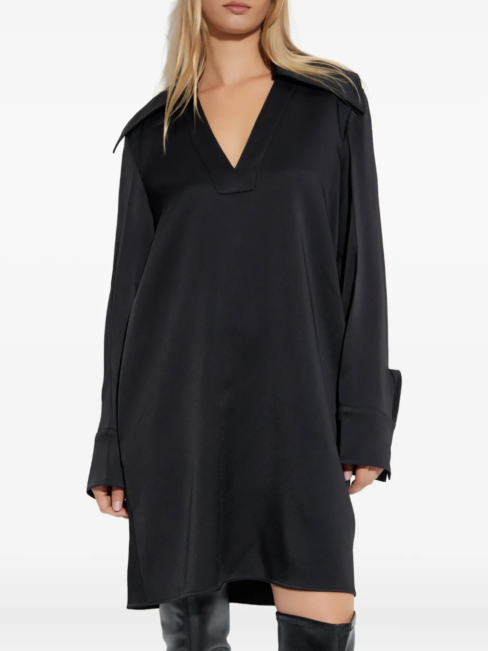 Jil Sander Oversized-collar Shirt Dress In Black