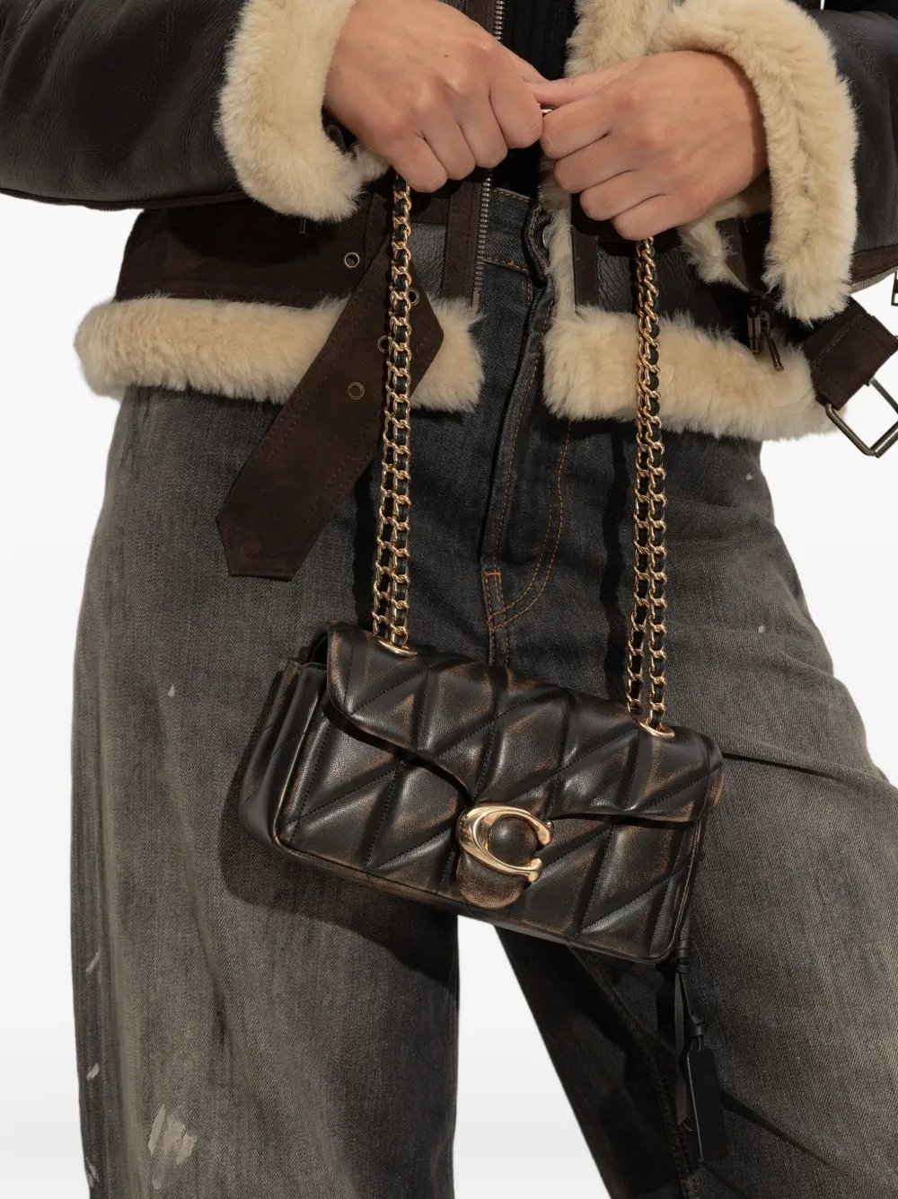 Coach Gewatteerde schoudertas met ketting - Bruin