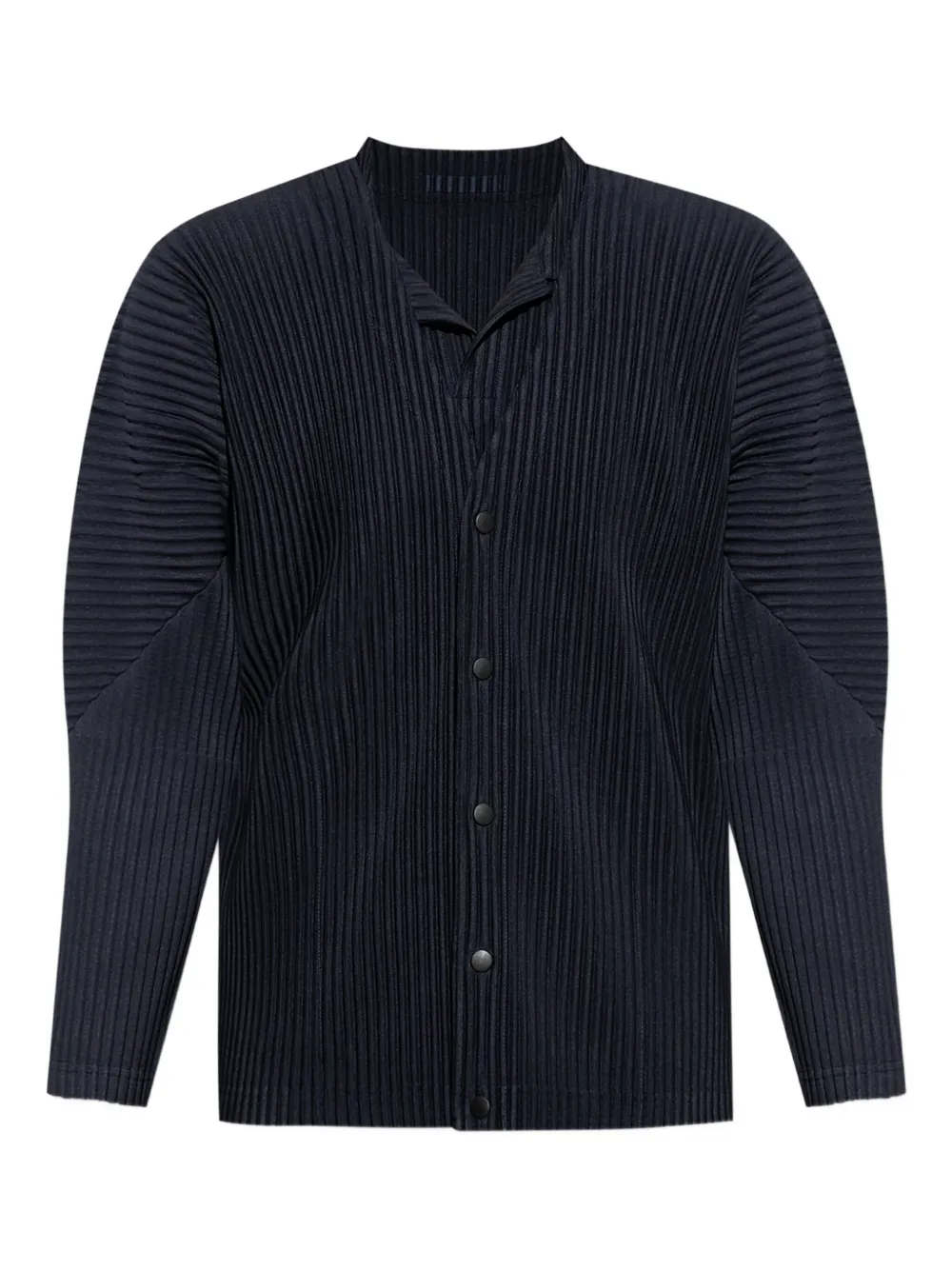 Issey Miyake Pleated Button-fastening Cardigan In Blue