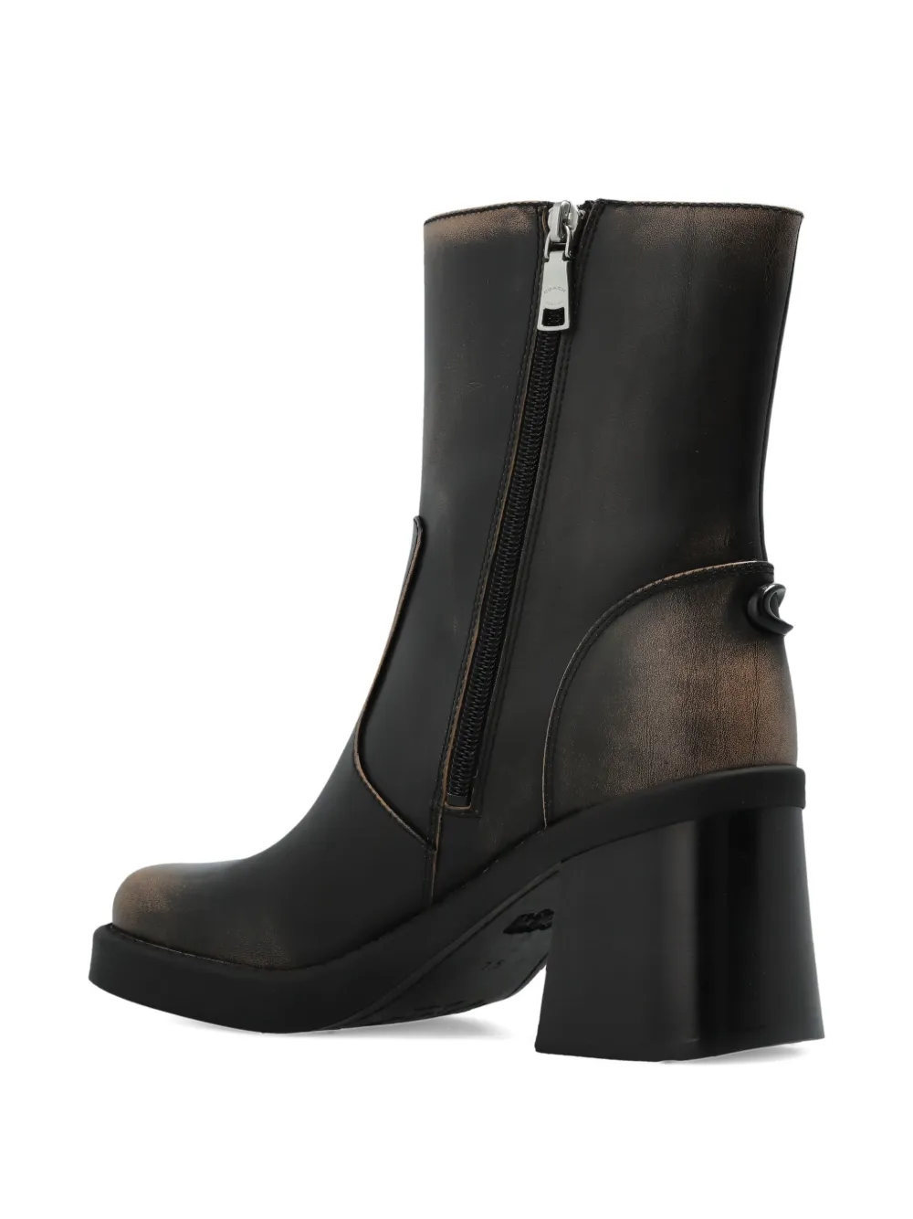 Coach leather block-heel ankle boots Black