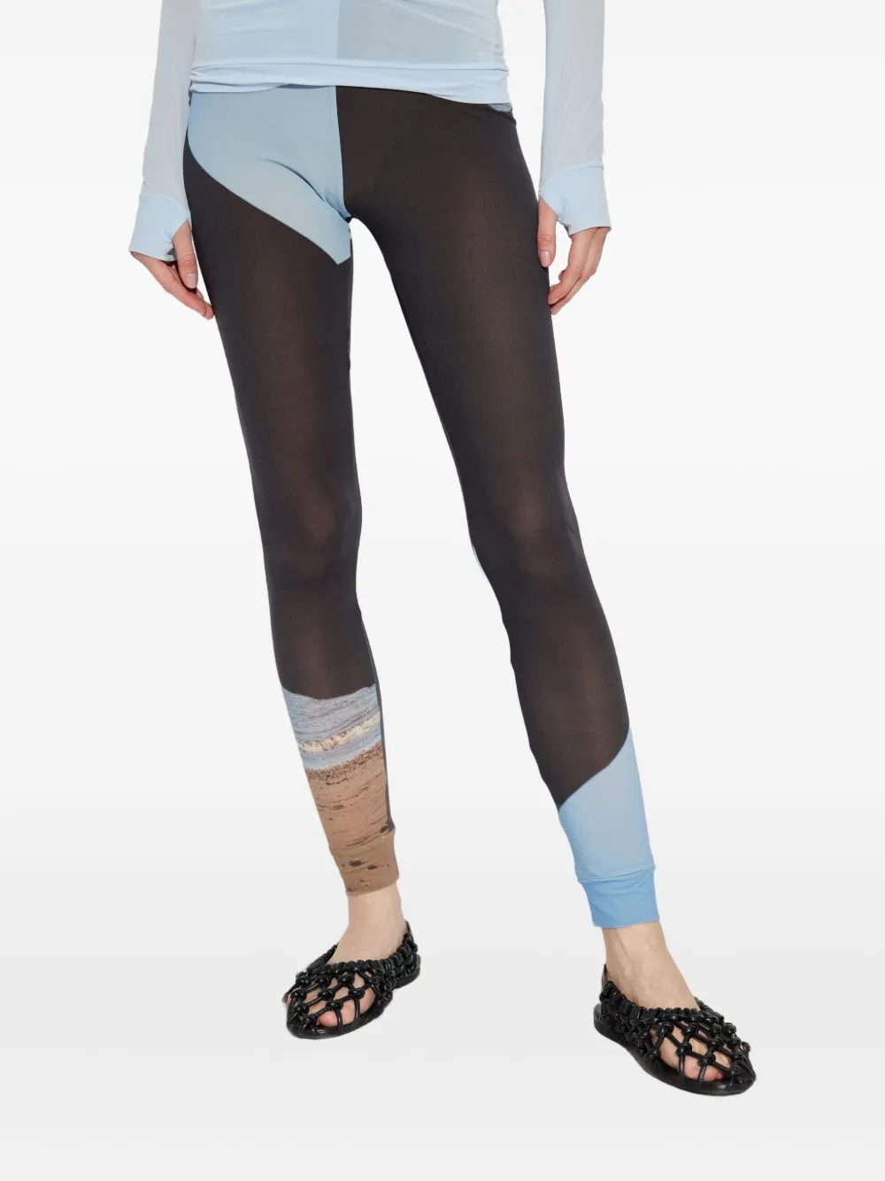 Issey Miyake colourblock printed trousers - Zwart
