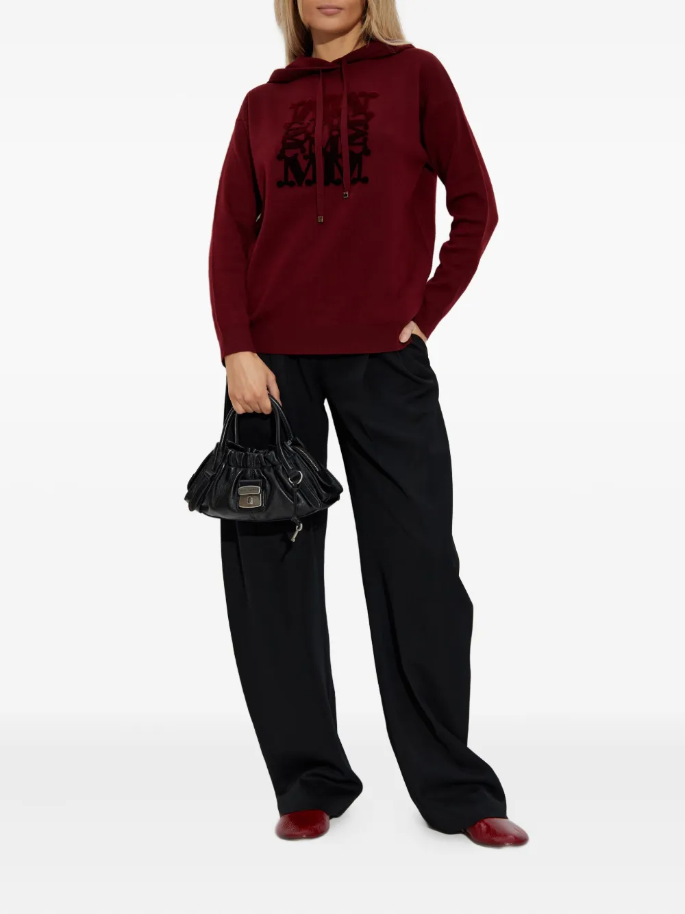 Max Mara Logo-detail Hooded Sweater In Red