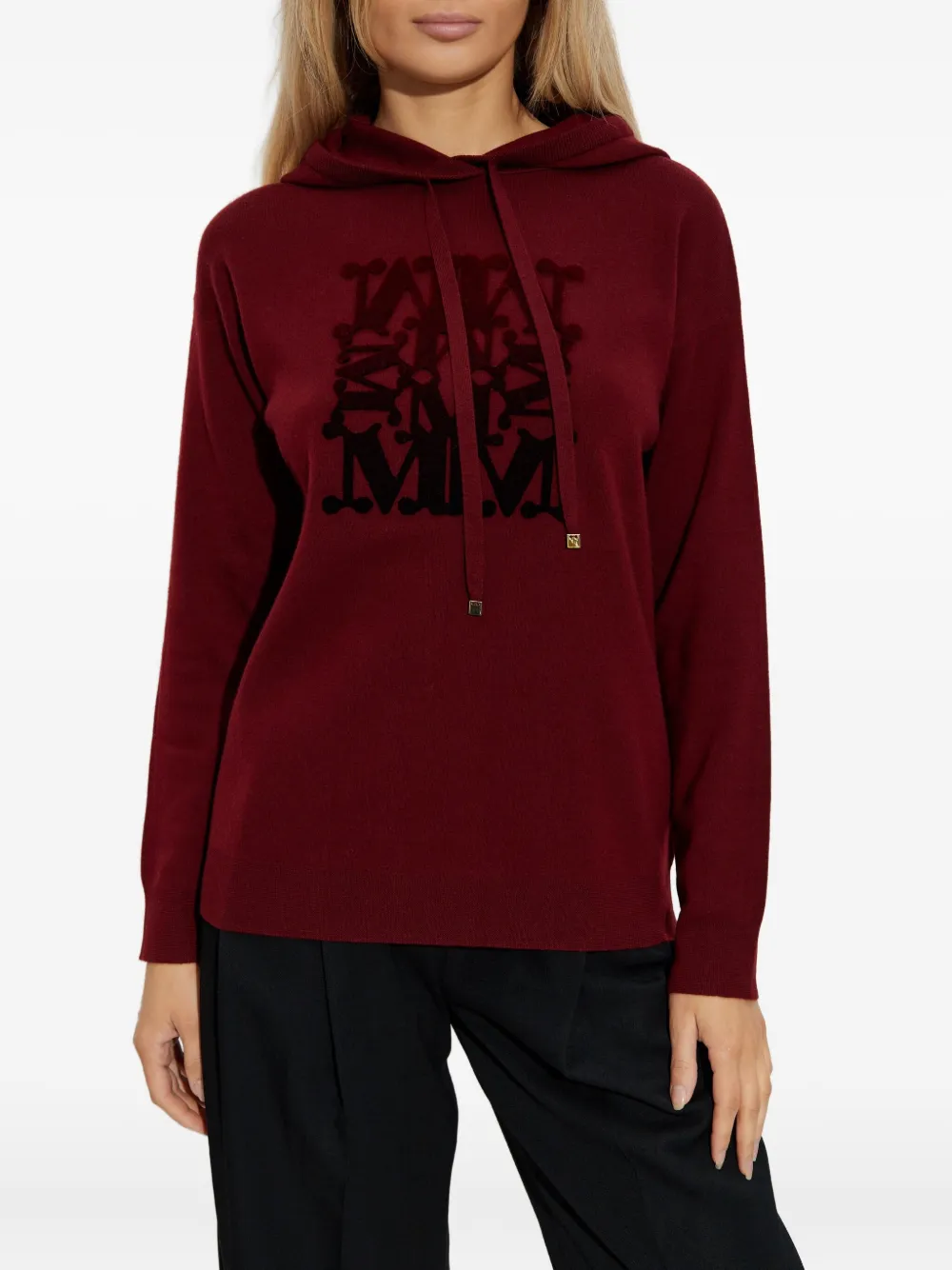 Max Mara Logo-detail Hooded Sweater In Red