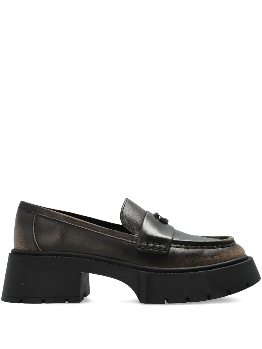 Coach Leah logo-plaque loafers Black