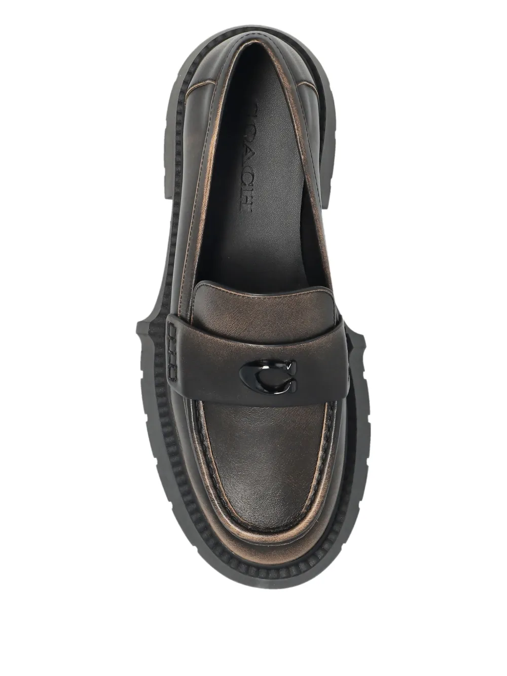 Coach Leah logo-plaque loafers Black