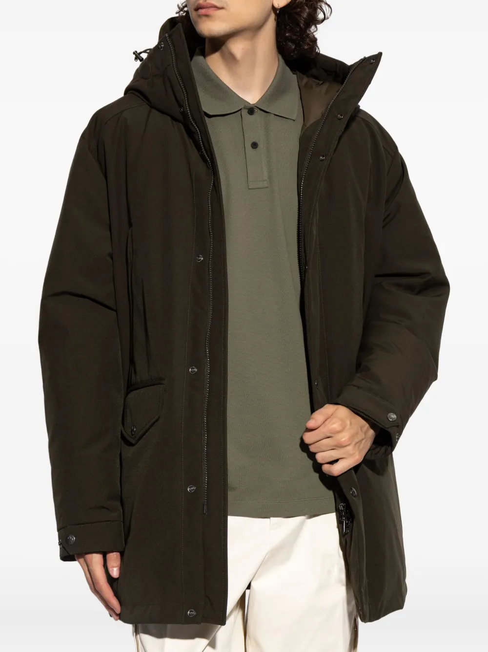 Moncler hooded flap-pocket coat | Green | Image 1