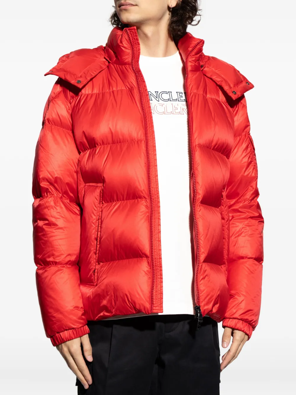Moncler Gevoerd jack met capuchon Rood