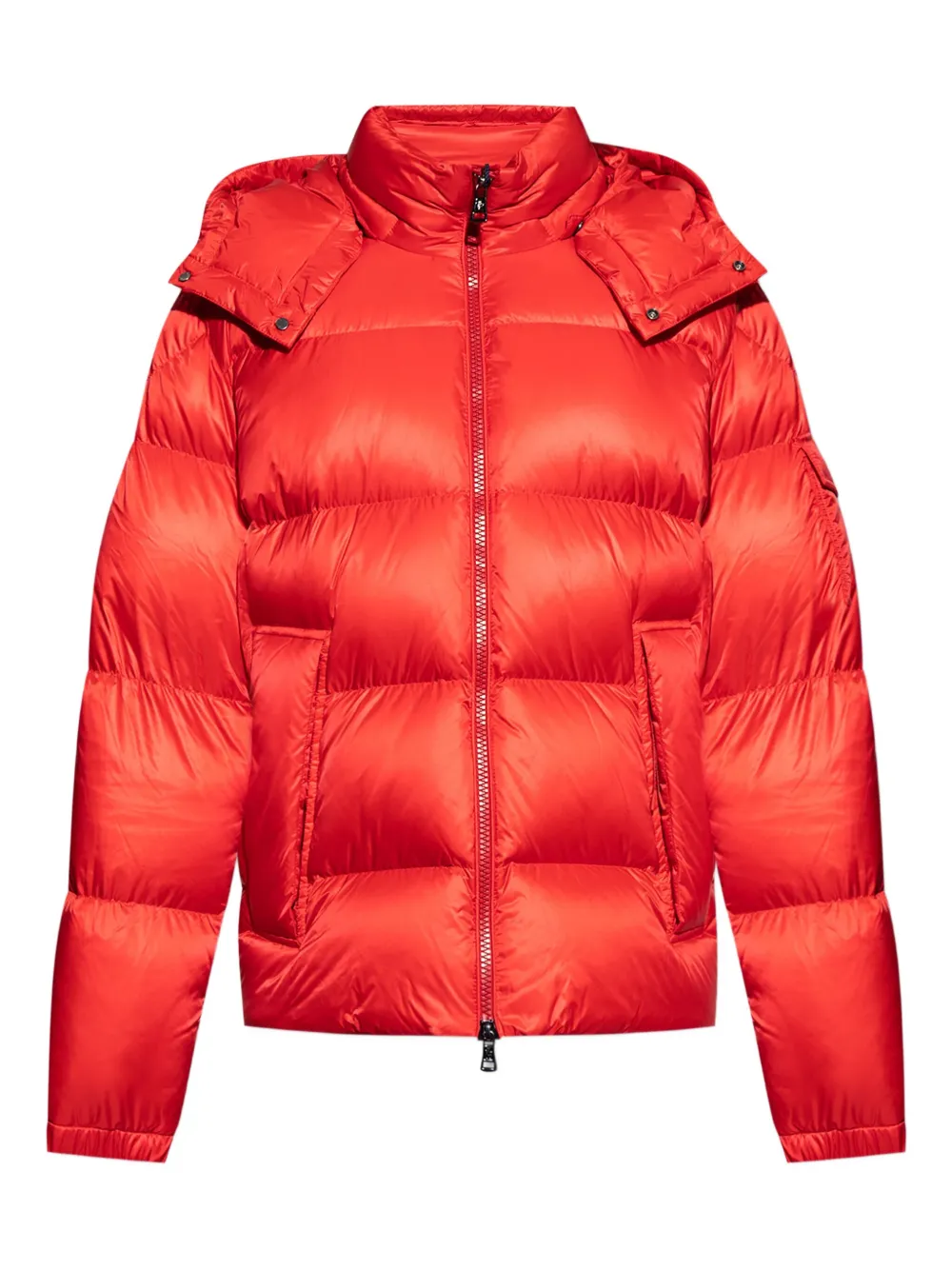 Moncler フーデッド キルティングジャケット - レッド Moncler フーデッド キルティングジャケット - レッド