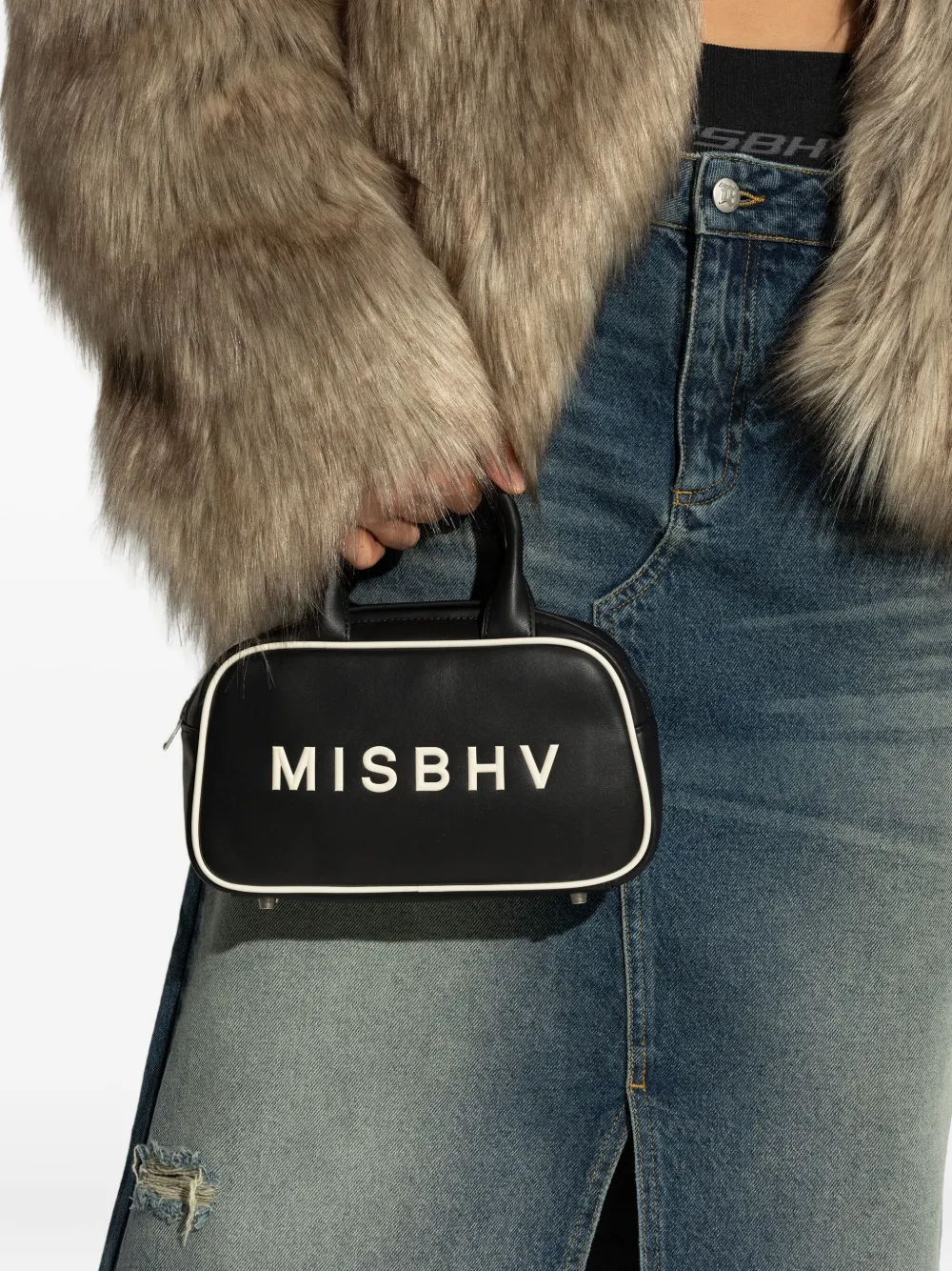 MISBHV logo-plaque top-handle tote bag - Zwart