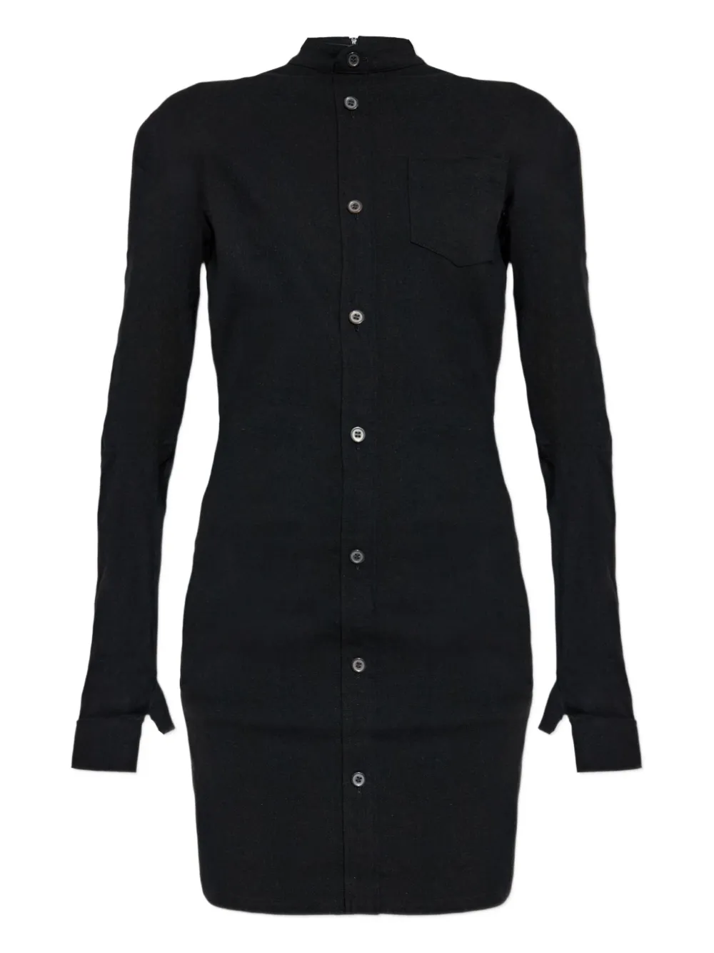 Issey Miyake Button-front Pocket Mini Dress In Black