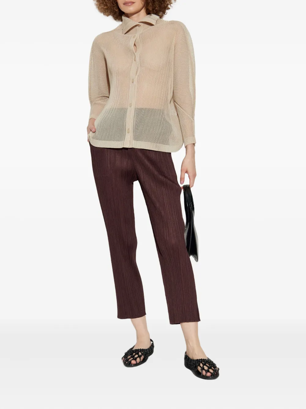 Pleats Please Issey Miyake lace shirt - Beige