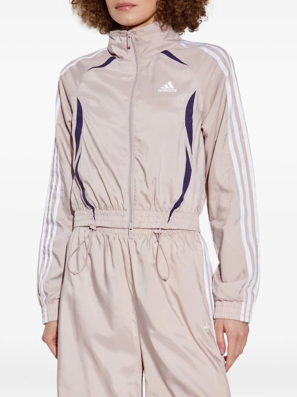 Adidas Originals Three-stripe Cropped Track Jacket In Pink