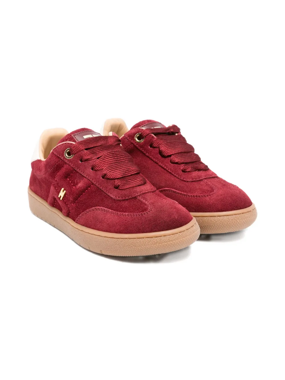 Elisabetta Franchi La Mia Bambina lace-up suede sneakers Rood