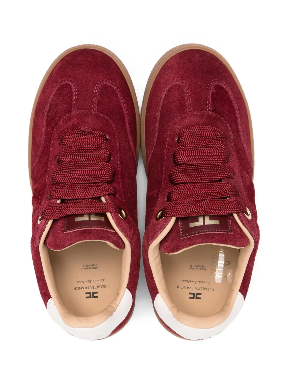 Elisabetta Franchi La Mia Bambina lace-up suede sneakers Red