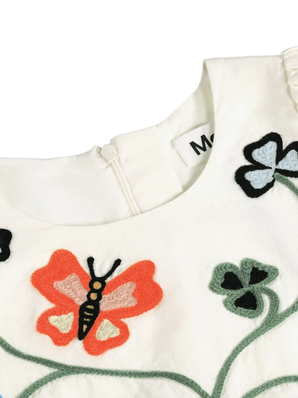Molo Carlin jurk met geborduurde vlinder en bloem Wit