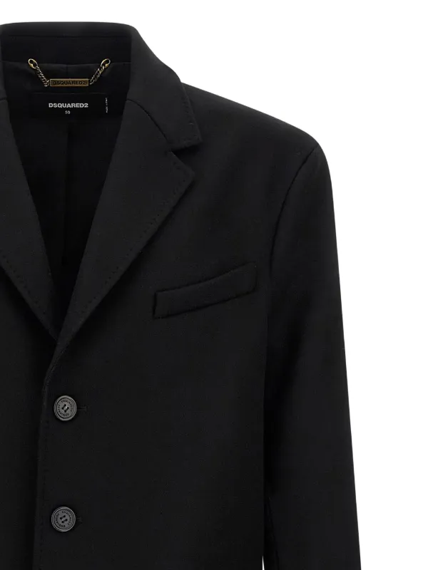 DSQUARED2 button-fastening Wool Coat | Black | FARFETCH OM