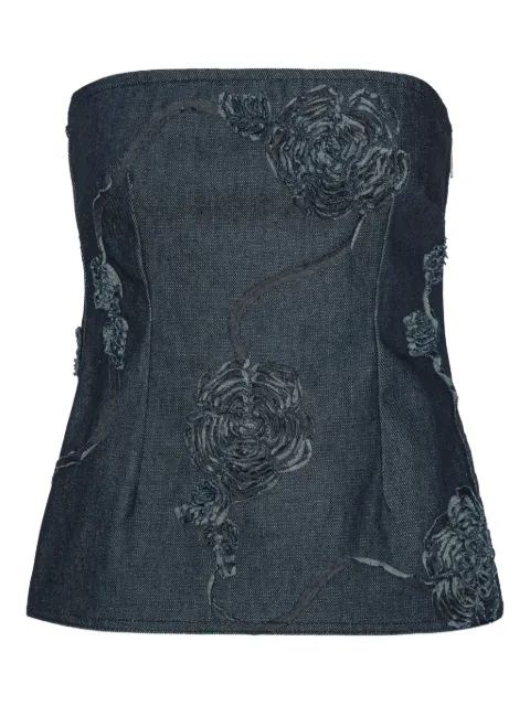 ROTATE BIRGER CHRISTENSEN top strapless con detalle de rosa