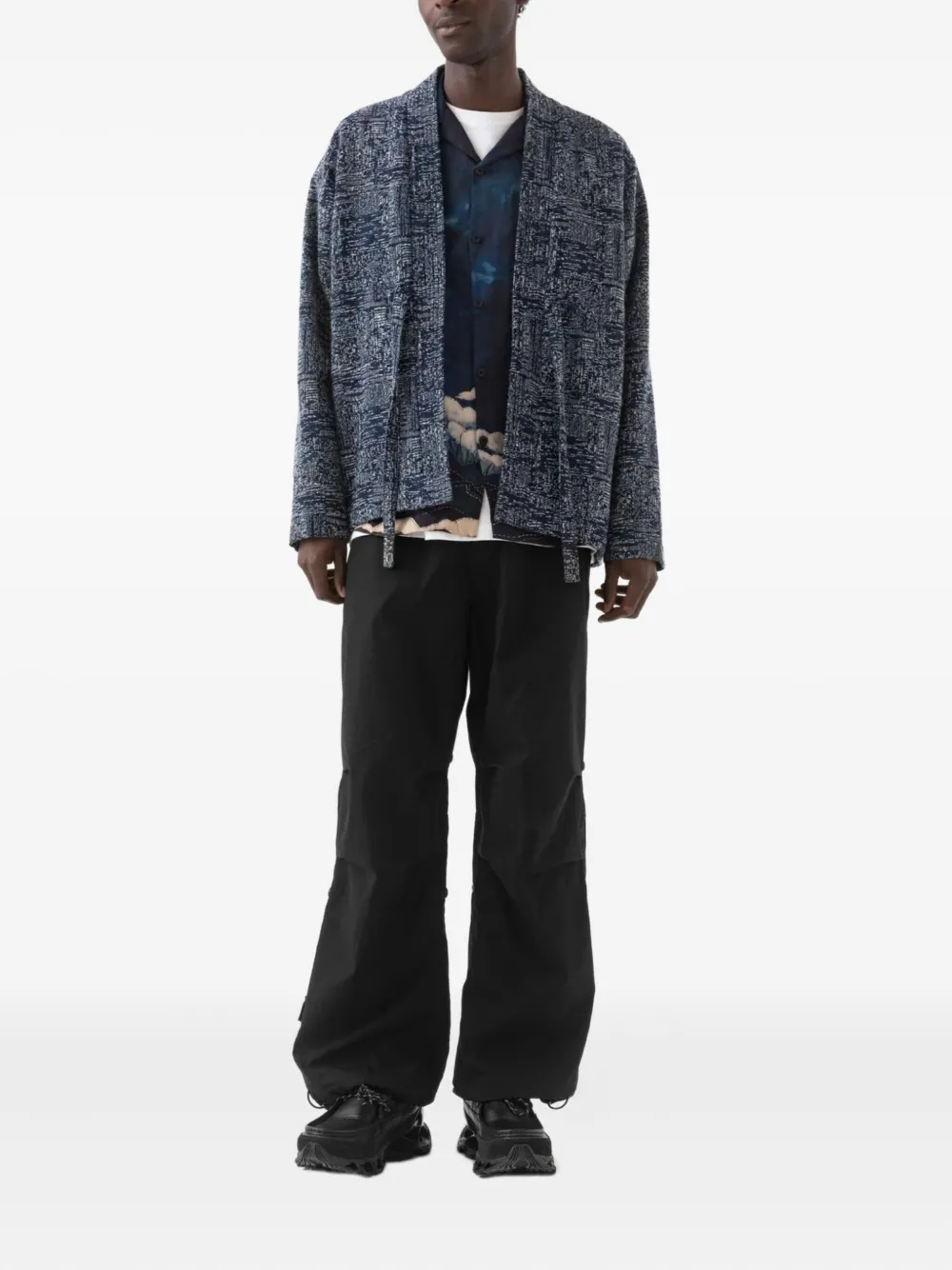 Maharishi 6242 Sashiko open-front strap shirt - Blauw