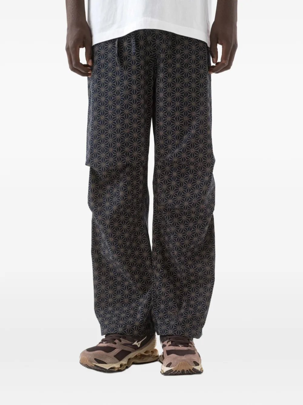 Maharishi geometric-pattern track pants Blauw