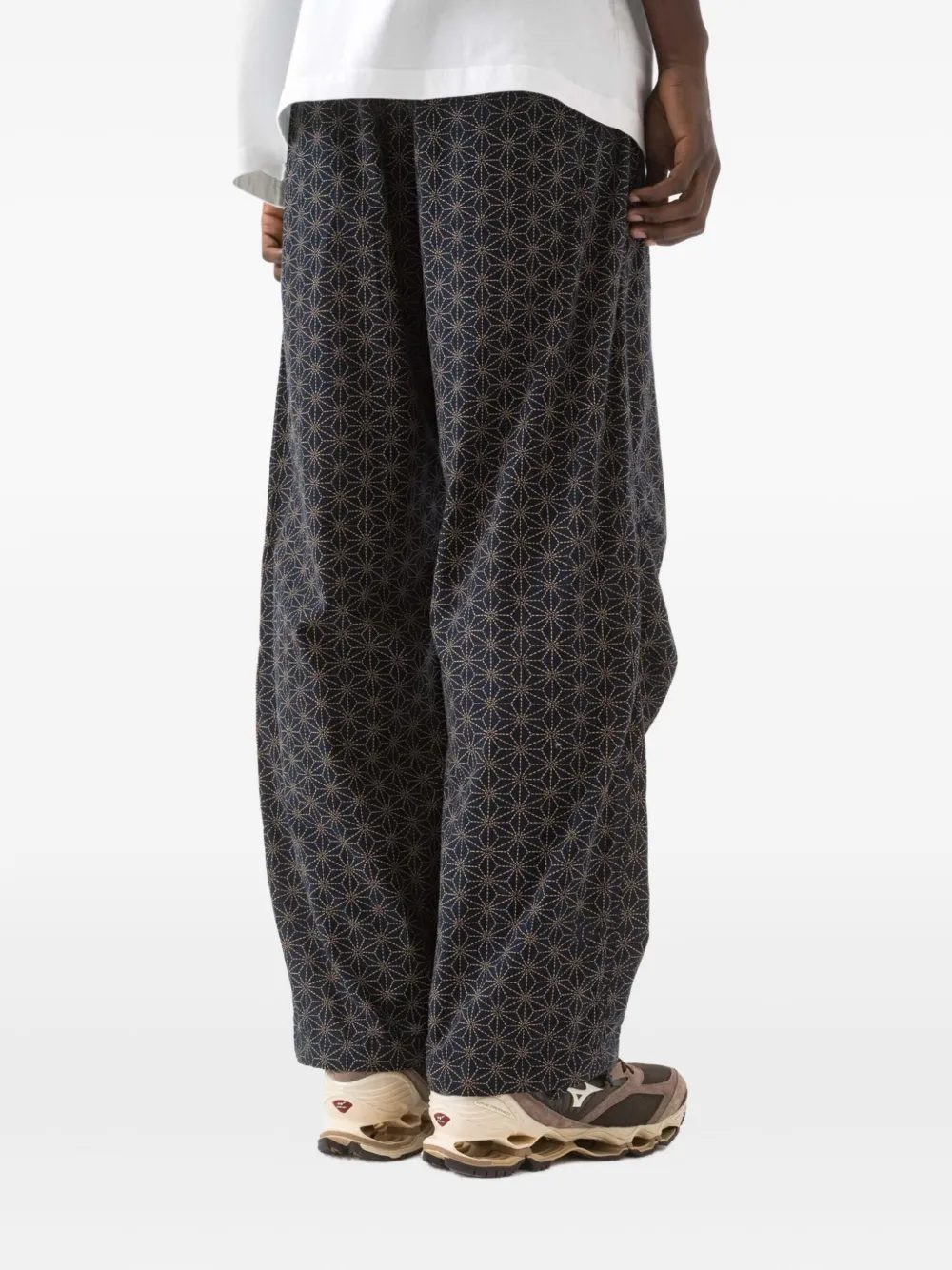 Maharishi geometric-pattern track pants Blauw