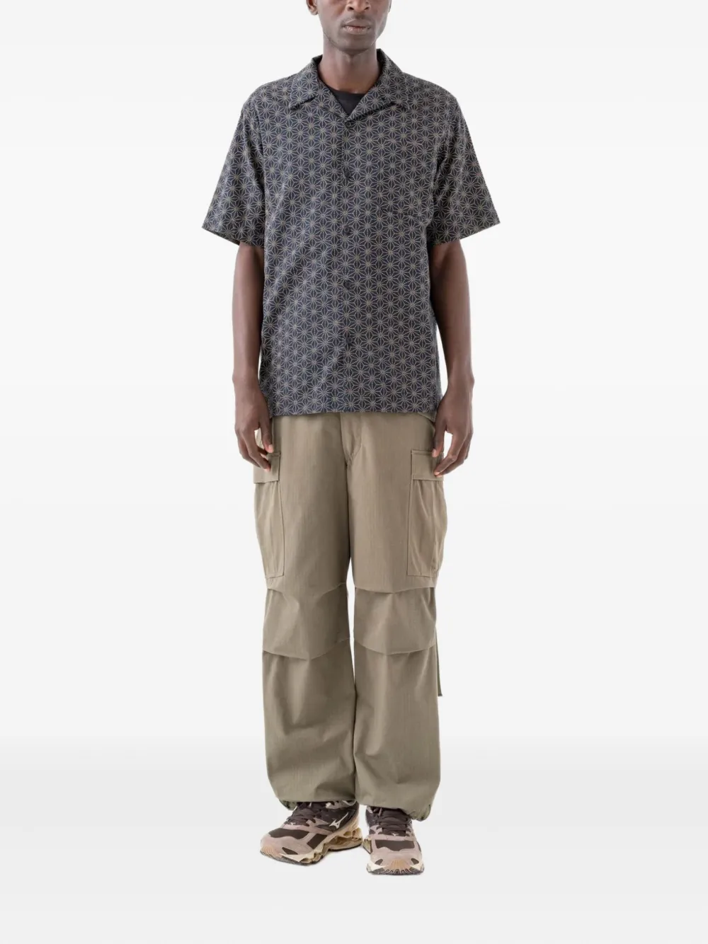 Maharishi geometric-pattern short-sleeve shirt - Blauw