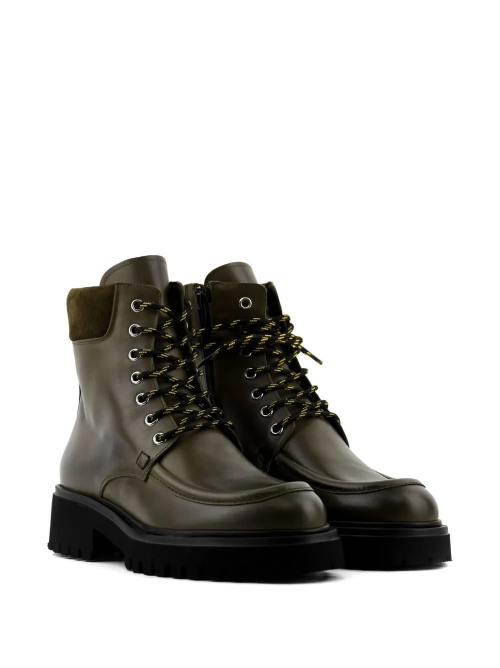 Paul Warmer City Lace-up Leather Boots In Green