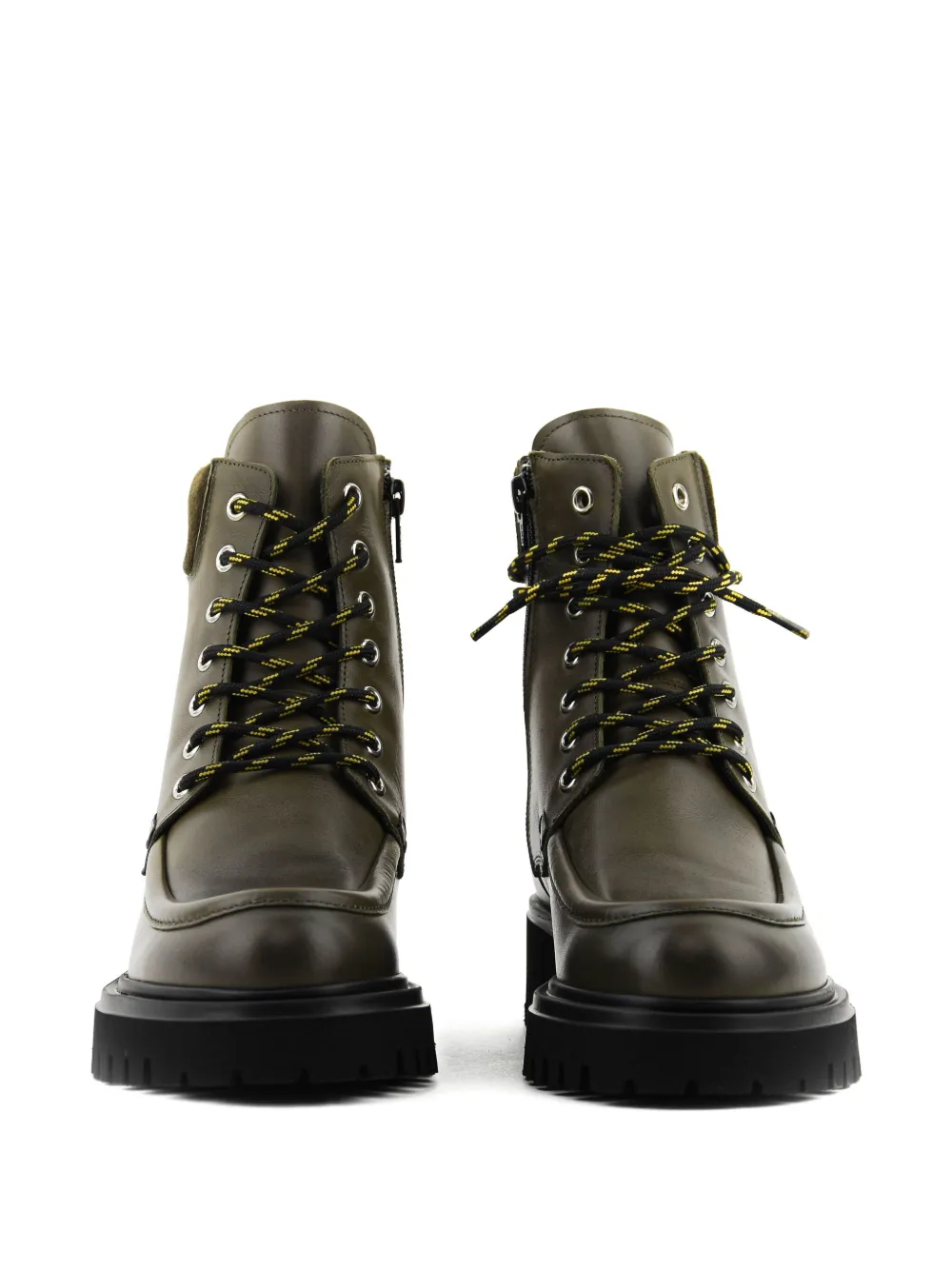 Paul Warmer City Lace-up Leather Boots In Green