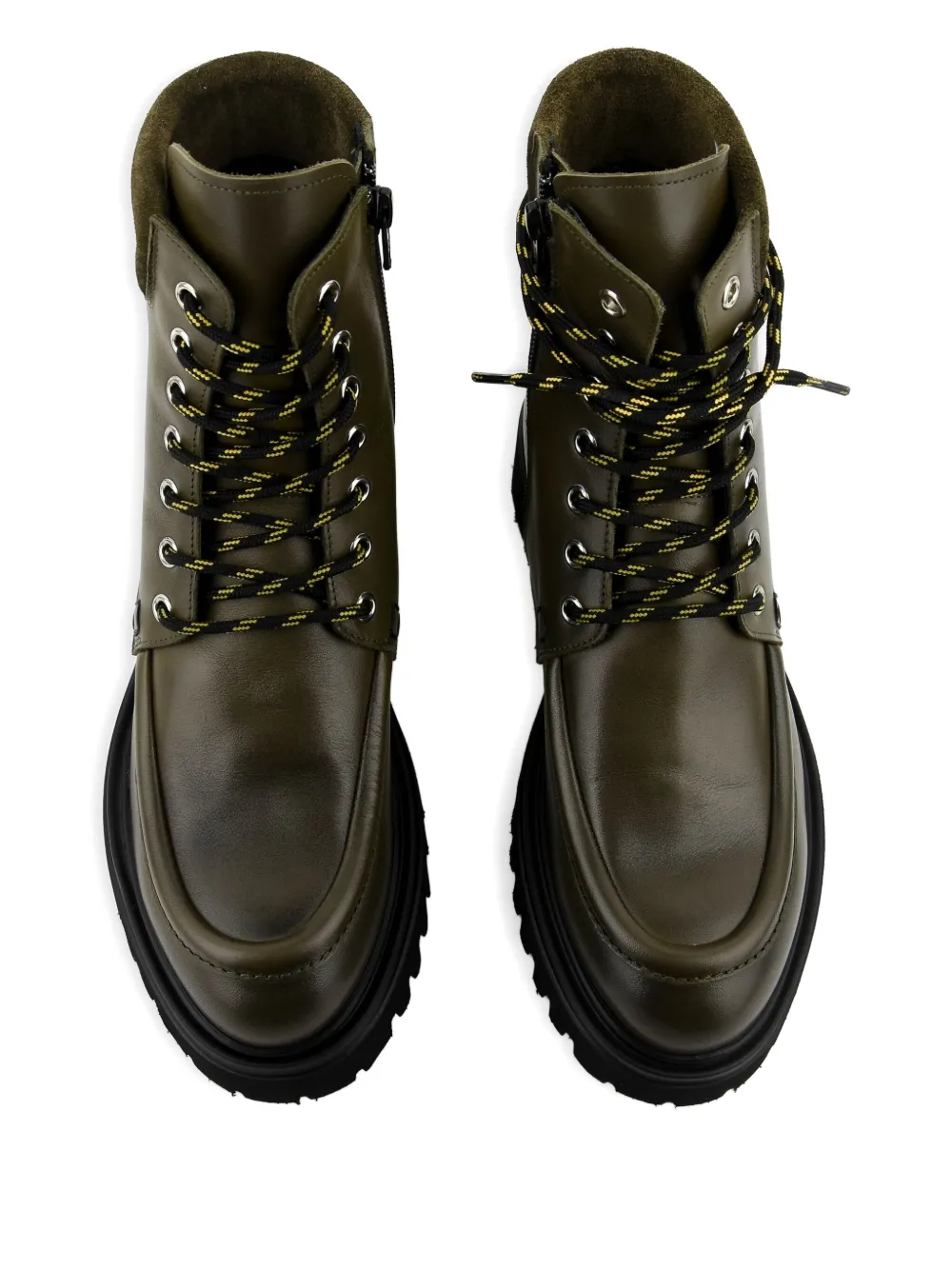 Paul Warmer City Lace-up Leather Boots In Green