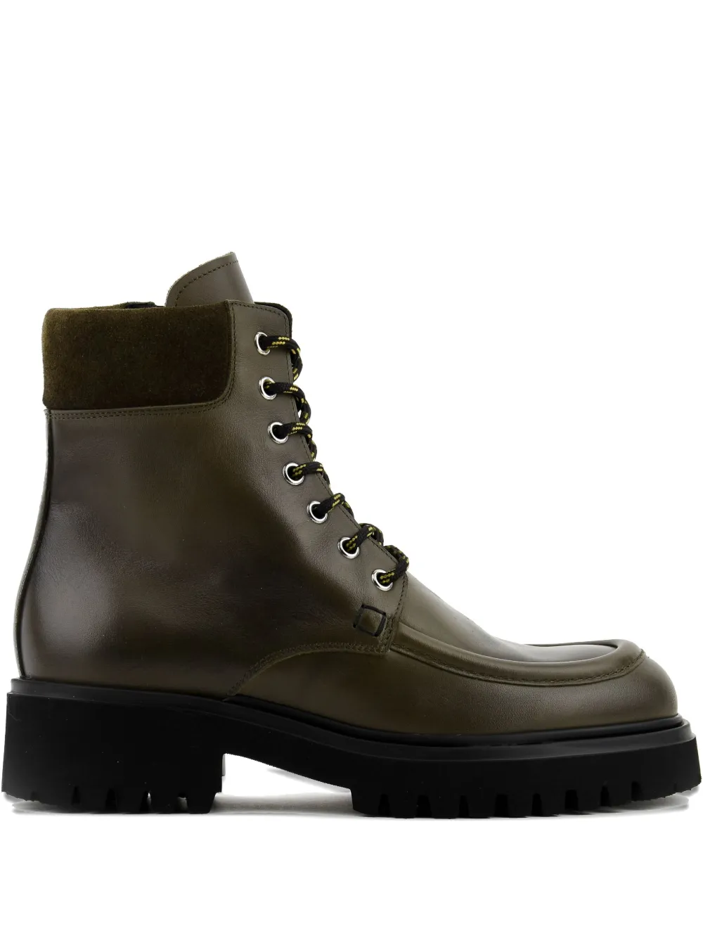 Paul Warmer City Lace-up Leather Boots In Green