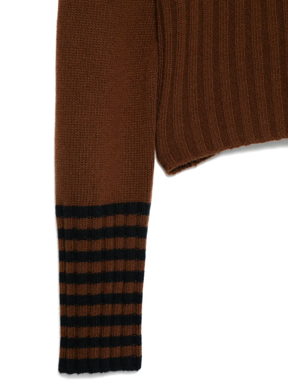 Plan C Ribbed-cuff Wool Sweater In Brown
