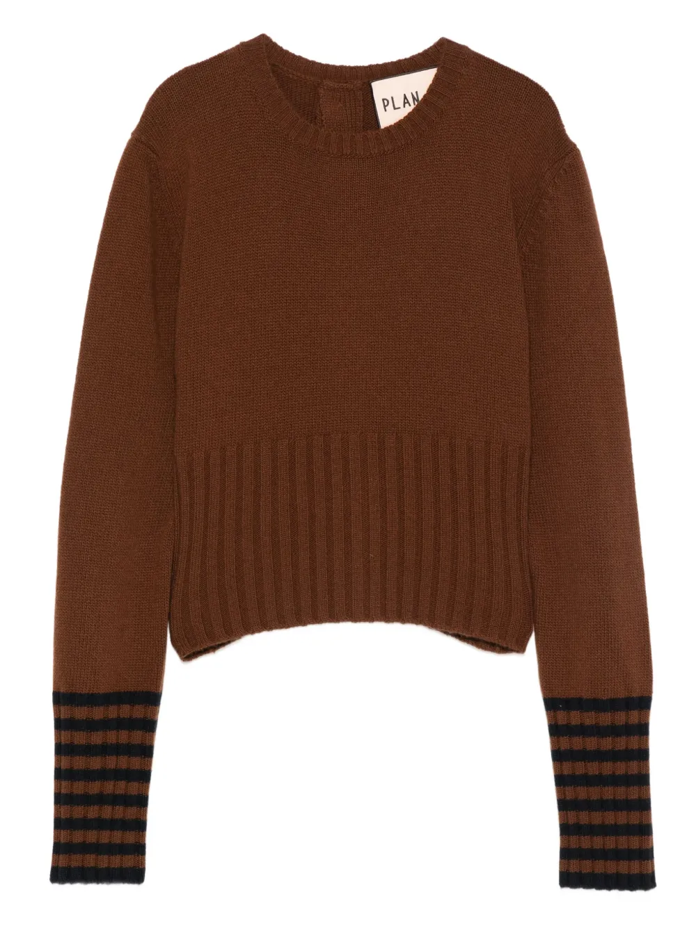 Plan C Ribbed-cuff Wool Sweater In Brown