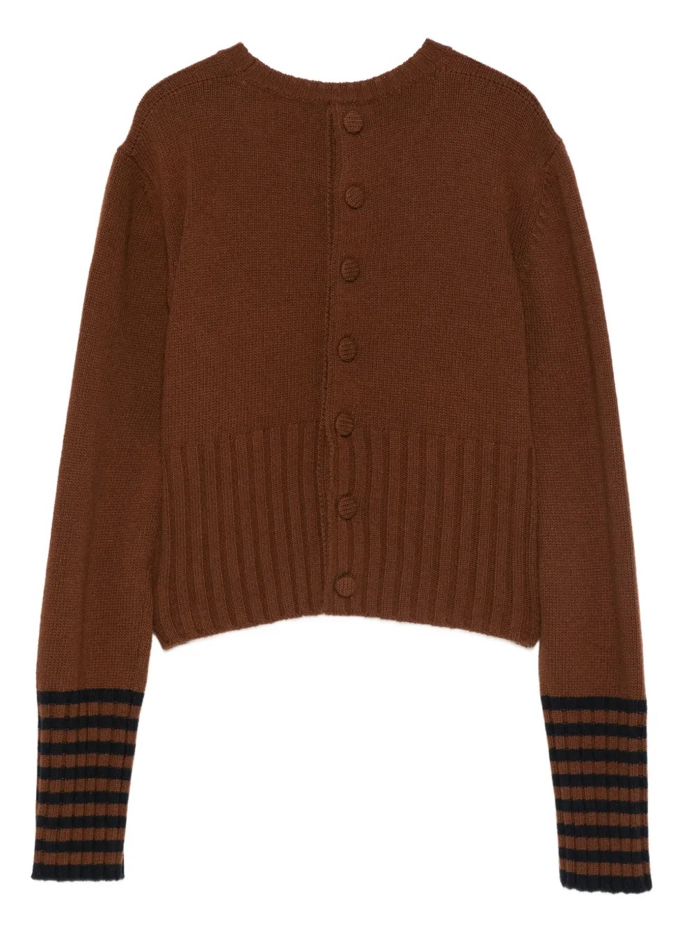 Plan C Ribbed-cuff Wool Sweater In Brown