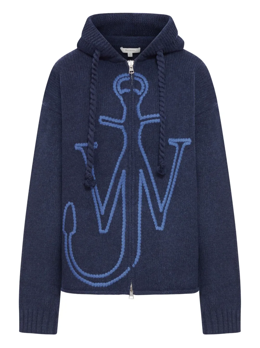 Jw Anderson J. W. Anderson Zip-up Hoodie With Contrasting Anchor Logo In Blue