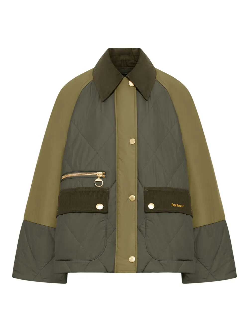 Barbour Milby quilted colour-block jacket Groen