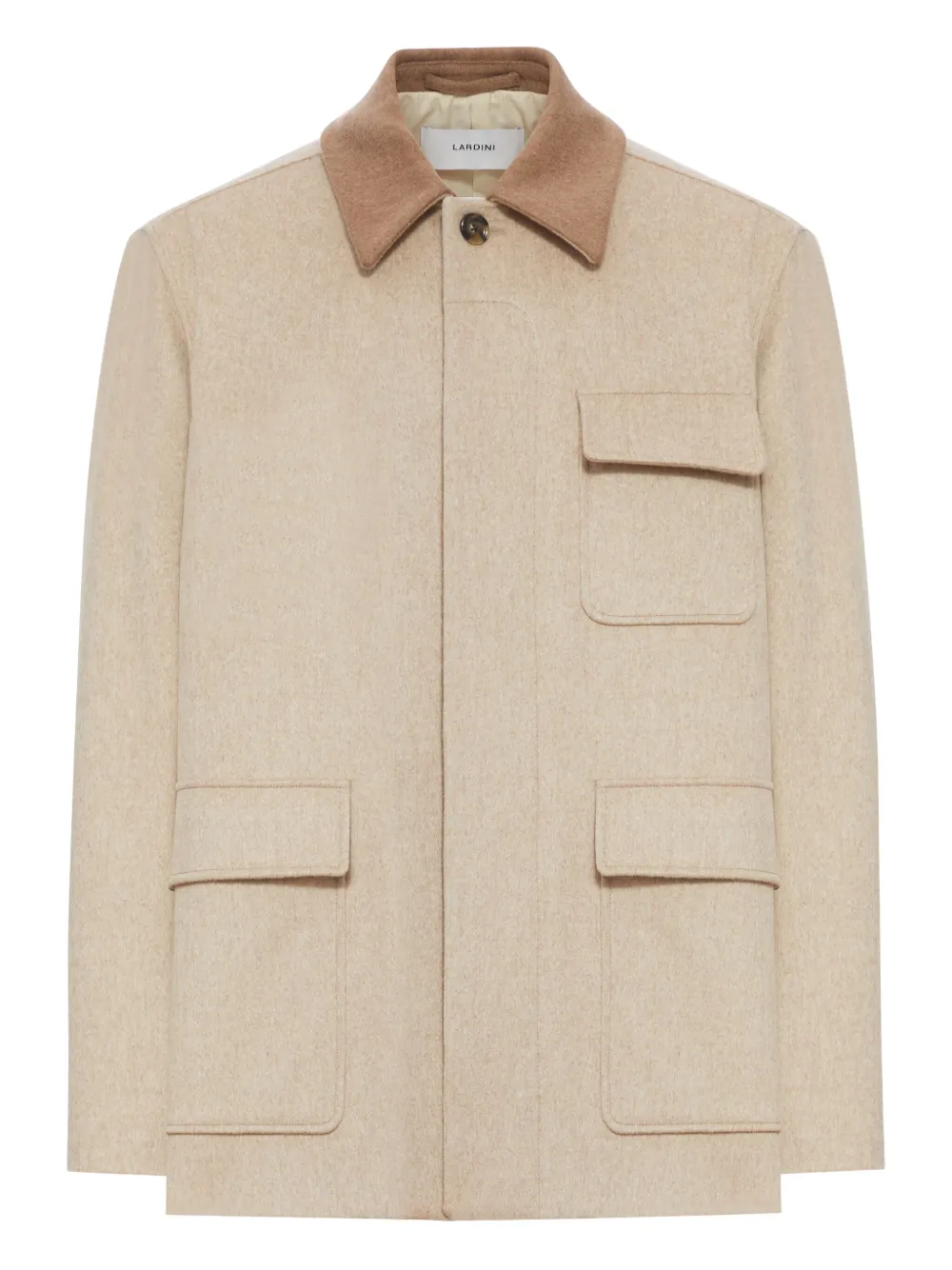 Lardini wool contrast-collar jacket Beige