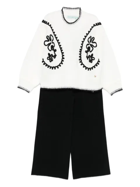 Abel & Lula flower-embroidered trousers set