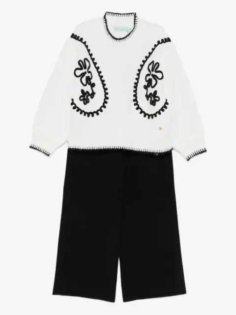 Abel & Lula flower-embroidered trousers set